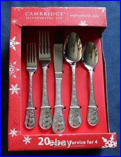 SNOWMAN FROST Cambridge 20 Pieces 4 Settings Unused 18/0 Stainless Flatware