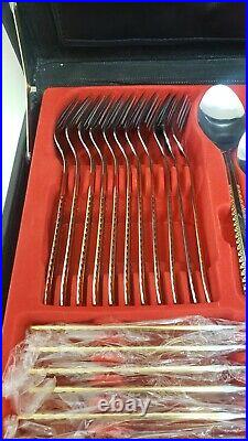 SOLINGEN GERMANY CUTLERY 72 Piece SET GOLD Accent 18/10 STAINLESS STEEL