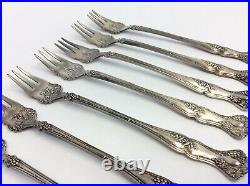 Set 9 Vintage 1847 Rogers Bros A1 Silverplate Seafood Oyster Forks Grape Design