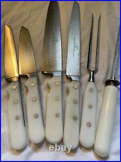 Set Of 6 VTG Alpenstahl Handgeschmiedet Stubai Tirol Chef's Knives Fork Austria