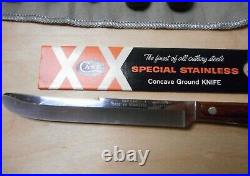 Set of 8 Vintage CASE XX Bull Nose Steak Knives CAP 254 Rosewood Handles Like Ne