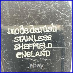Sheffield flatware modern Danish stainless steel wood serving for 6 VGC UNFMODAN
