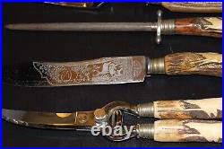 Solingen Vintage Cutlery Set Stag Horn Carving Set Made in Germany