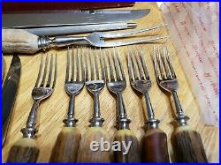Stag Horn Cutlery 15 Pieces Lewis Rose & Co Ltd. 3 Carving Set, Forks, Knives