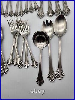TOWLE 18/8 STAINLESS FLATWARE GERMANY COLONIAL PLUME 46 PIECES Forks Spoons