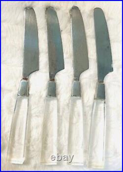 TOWLE SUPREME CUTLERY STNLS JAPAN CLEAR LUCITE HANDLE 24 Piece 4-5pc Settings