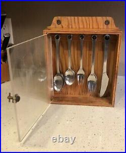 VERY RARE vintage FRIGAST / GENSE PANTRY hanging box & flatware service for 6