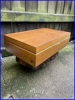 VINTAGE 1960s mid century GLOSSWOOD 54pc CUTLERY SET boxed chrome wood chrome