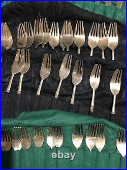 VINTAGE Handmade THAI Nickel Bronze 127 Piece Cutlery Set Bamboo Style