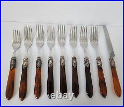 VTG Lot 9 BUGATTI VIETRI OXFORD Flatware Set 7 Dinner Forks 1 Knife 1 Salad Fork