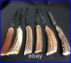 VTG Stag Antler Cutlery Set 14 Piece Rostfrei Germany Hoffritz England Mixed Lot