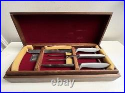 Vintage 12 pc GERBER Legendary Blades Carving Set & Steak Knives in Case READ