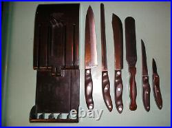 Vintage 16pc Cutco Knife and Untensil Set Wall Racks swirl handles