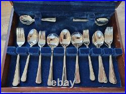 Vintage 44 Piece 6 Place 18/10 Stainless Steel Grecian Pattern Canteen Cutlery
