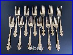 Vintage 78pc Royal Limited Baroque Pierced Roses Gold Plated Flatware Set for 12