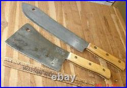 Vintage Antique Briddell Big 12 Butcher Knife & Meat Cleaver Set Cutlery USA