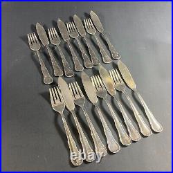 Vintage Antique Set Of Wmf 900 Silver Plated Fish Knives & Forks Made In Germany