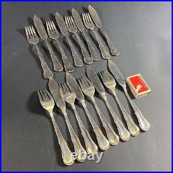Vintage Antique Set Of Wmf 900 Silver Plated Fish Knives & Forks Made In Germany