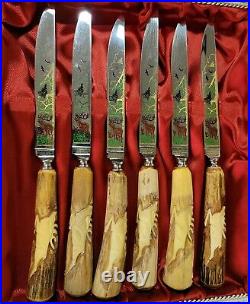 Vintage Anton Wingen Jr Solingen Germany Stag Knives 11-Piece Set Steak Carving