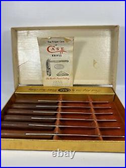 Vintage CASE XX CAP 254 Bull Nose Steak Knife Set Of 6 Wood Handles Box & Paper