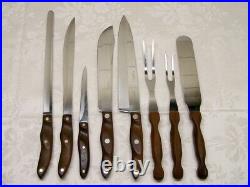Vintage CUTCO Contoured Wood Handled Knives & Forks Cutlery Set withWall Racks USA