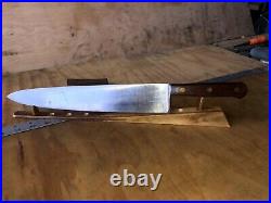 Vintage Chef Butcher KNIFE RUSSELL GREEN RIVER WORKS 12 Carbon Steel, Wooden