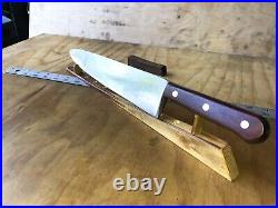 Vintage Chef Butcher KNIFE RUSSELL GREEN RIVER WORKS 12 Carbon Steel, Wooden