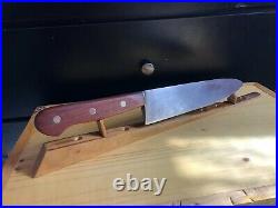 Vintage Chef Butcher Knife LL BEAN INC CARBON STEEL 8.75blade NICE WOOD HANDLE