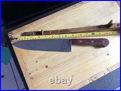 Vintage Chef Butcher Knife LL BEAN INC CARBON STEEL 8.75blade NICE WOOD HANDLE