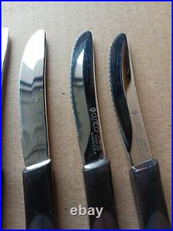 Vintage Cutco Set of 6 1759 KM Steak Knives Brown Swirl Handles USA 3.4 Blade