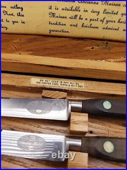 Vintage Ekco Ancienne Maison stainless 6 piece knife set wood box G2725 France