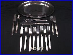 Vintage European Fish Cutlery & platter serving set stainless Inox 18/10