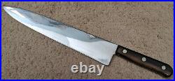 Vintage FOSTER BROS. XL 12 Blade Carbon Steel Chef Knife RAZOR SHARP