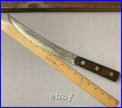 Vintage Foster Bros Gold Star Carbon Steel Butcher Knife 10-3/4 Cimeter Knife