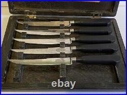 Vintage French Cutlery Ekco Ancienne Maison Knives in wood box (set of 5)