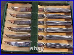 Vintage Gimbels Genuine Stag Horn Steak Knives Sheffield England, Exquisite Set