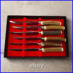 Vintage Hoffritz Stainless Genuine Stag/Antler Handle Steak Knives Set England