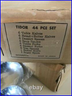 Vintage Interpur Cutlery Set MIB Tidor INR2 44pc Mid Century Mod Design Flatware