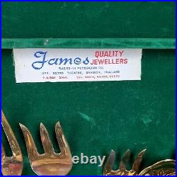 Vintage James Jewelers 1948 Nickel Bronze Flatware 145 Pc Set with Case Bangkok