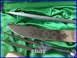 Vintage KLA-TRA-SO Solingen Germany Cutlery Set Stainless Antler Handle in Case