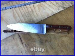 Vintage KNIFE Chef Butcher DEXTER 48910 Carbon Steel 10Blade, Sharp By Hand, wood