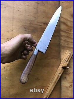 Vintage Knife UNIVERSAL LF C Chef Butcher Nogent Style, Forge Carbon Steel, (read)