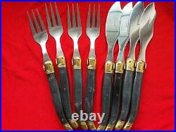 Vintage Laguiole Inex Set of 8 Pieces Flatware &Wood Tray. Made in France
