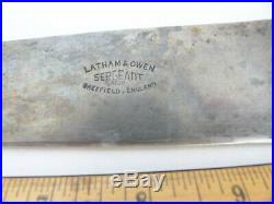 Vintage Latham & Owen SARGEANT Carbon Steel 10 Chef Knife Sheffield England