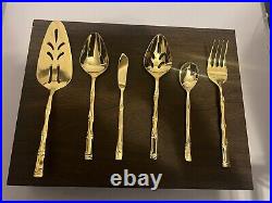 Vintage Lifetime Cutlery Stainless 23K Gold Electroplated 78 Piece Set W Box