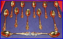 Vintage Lifetime Cutlery Stainless 23K Gold Electroplated 78 Piece Set with Box