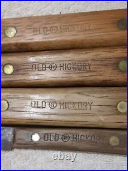 Vintage Old Hickory 704 Gourmet 4 Piece Set W Block Tru-edge Ontario Knife Co