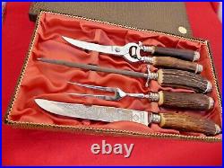 Vintage Puma Germany set Four STAG mint/box stainless carving set shears knives