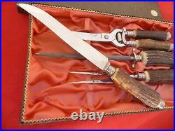 Vintage Puma Germany set Four STAG mint/box stainless carving set shears knives