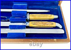 Vintage Queen Cutlery Company 4 pcs set. Appears Unused. Bone Handle